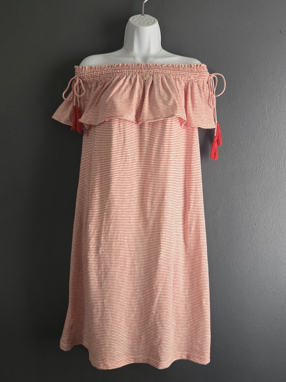 LOFT Striped Off The Shoulder Beachside Coastal Boho Summer Dress XS
